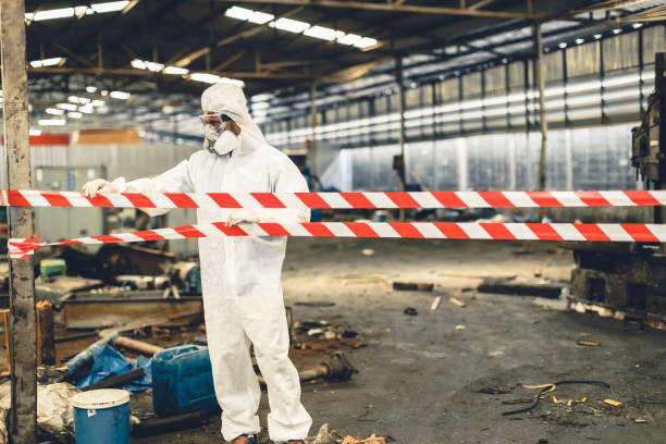 Professional Sewage Cleanup technician working in Amlin, OH